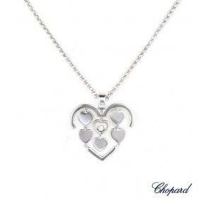 Chopard 18k White Gold Happy Diamonds Happy Amore Pendant B&P 797219-1001